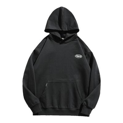 连帽四合扣宽松刺绣卫衣