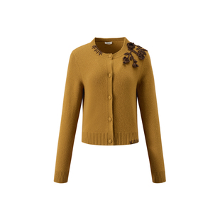 JASON WU新款圆领日常通勤宽松手钩花开衫针织衫小衫上衣