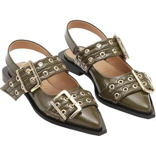 GANNI女鞋 橄榄绿平底鞋乐福鞋芭蕾鞋 S2872838