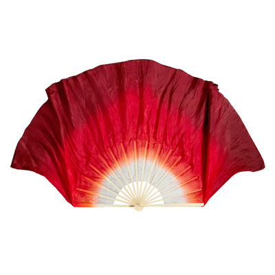 疆扇子长飘红色真丝跳舞专用表演