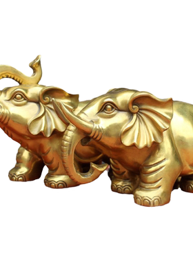 纯铜光面大象鼻子一对工艺品摆件