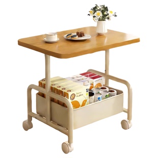 可移动茶几小推车奶油风边几客厅沙发边桌桌子卧室床头收纳置物架