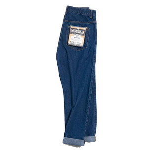 马登工装复古水洗丹宁牛仔裤直筒深蓝宽松休闲阔腿老爹长裤子男春