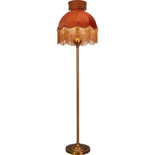 天鹅绒欧式落地灯法式复古焦糖色客厅立式卧室床头装饰台灯孟菲斯