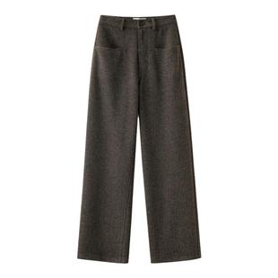 【清仓买三免一区】加厚细腻羊毛竖条纹横插袋直筒长裤羊毛拖地裤