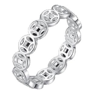 足银999古法素圈钱多多铜币戒指女实心纯闭口戒指款