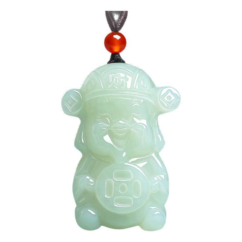 和田玉财神吊坠招财进宝小财神