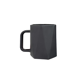 JOJO'S L. PD.brown.杯具复古小众菱角玻璃杯曜黑带把手 | 赤褐