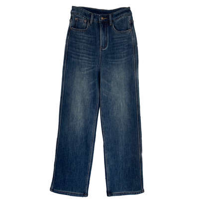 一条过冬敲软糯加绒直筒牛仔裤女