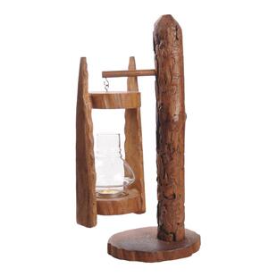 泰国实木烛台原木复古马灯玻璃烛台家用创意摆件防风风灯蜡烛台