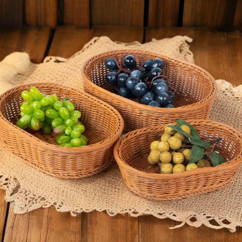 新品 仿藤编织篮水果篮桌面收纳篮商超展示篮蔬菜篮厨房大容量厨