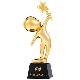 唱歌树脂奖杯定制创意卡通可爱人物皇冠话筒金杯学生演讲比赛奖品