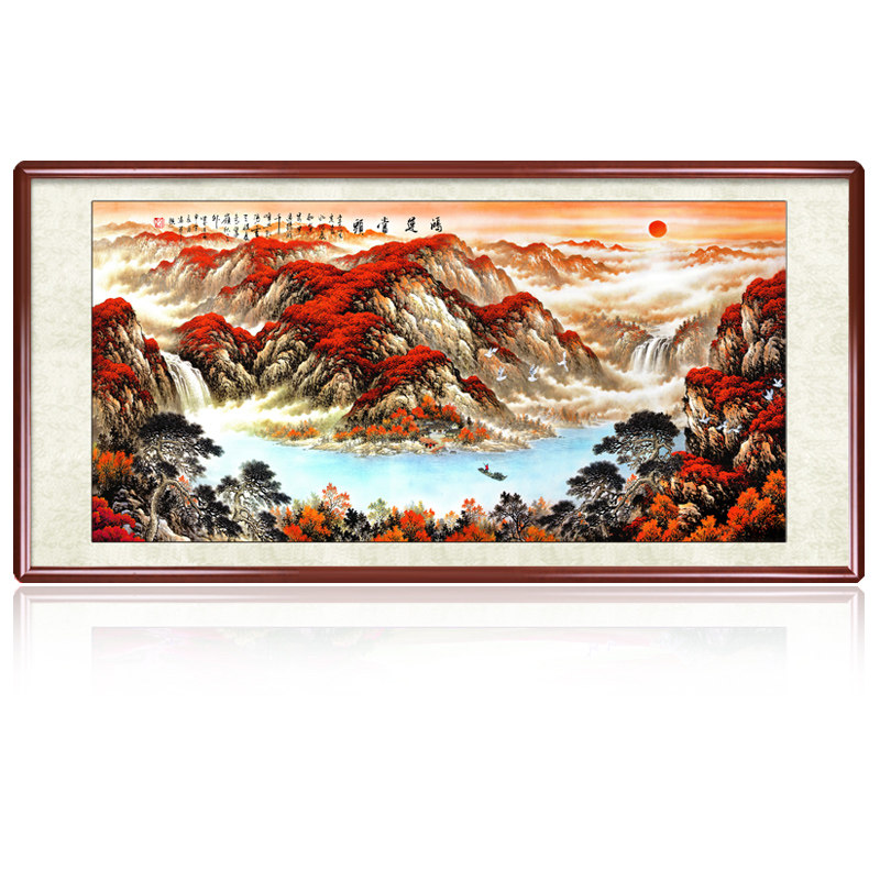 鸿运当头国画山水画正方形