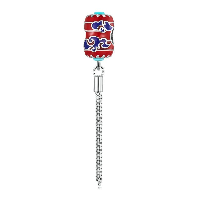 新年款红灯笼手链串珠 灵动祥云流苏s925银珠子配件