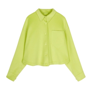 JNBY/江南布衣秋冬毛呢外套衬衫式夹克女短款双面呢翻领通勤上衣