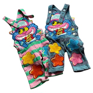 现货 25春秋冬潮牌高定童装JAM绣老虎尾巴男童女童背带裤田鸡裤