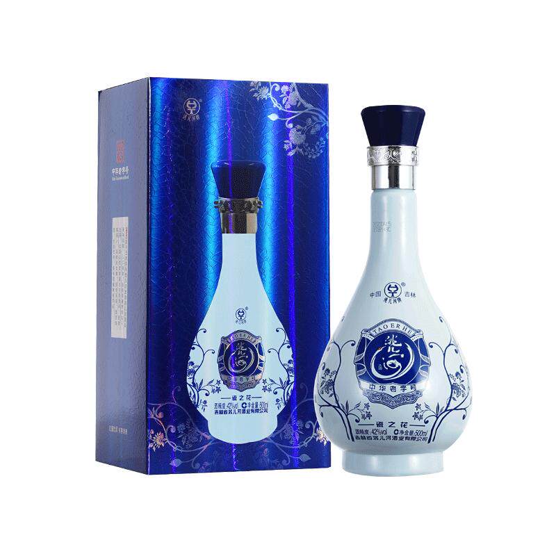 洮儿河旗舰店瓷之花白酒42度浓香型52度东北吉林纯粮食酒礼盒酒