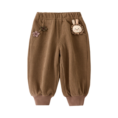 女童加绒裤子秋冬季2025新款宝宝外穿冬装加厚一体绒儿童休闲长裤