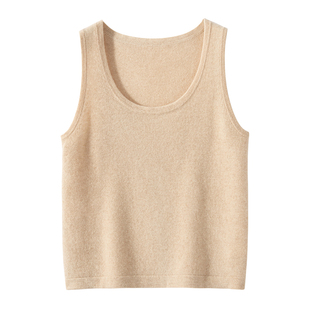 贴身穿~100%纯山羊绒吊带背心女圆领山羊绒无袖针织小内搭打底
