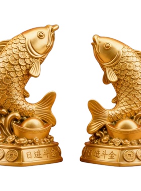 现代艺术沙绒金金龙鱼招财摆件