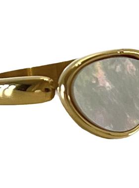 天然贝母原创设计开口可调节戒指