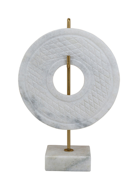 印度进口铝制大理石锤纹圆环摆件