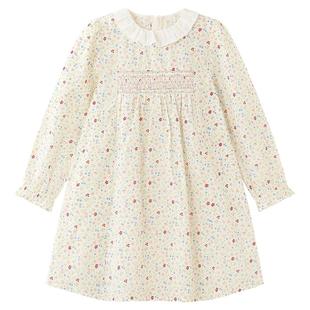 全棉时代儿童连衣裙女童纱布长袖连衣裙小碎花森系连衣裙秋冬新品