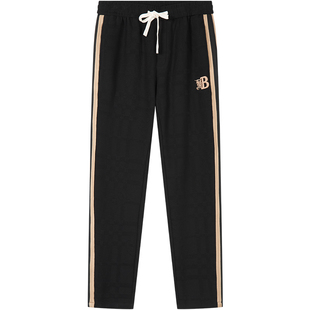 BM欧洲站轻奢男裤子潮牌侧条纹暗纹刺绣高端休闲裤男2023新款秋季