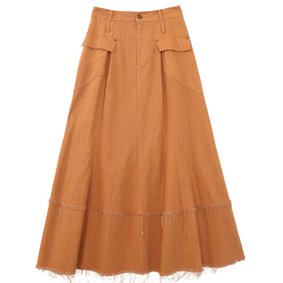 鹿与飞鸟特别的小鱼尾|双色迷彩结构感毛边半身裙6240廾