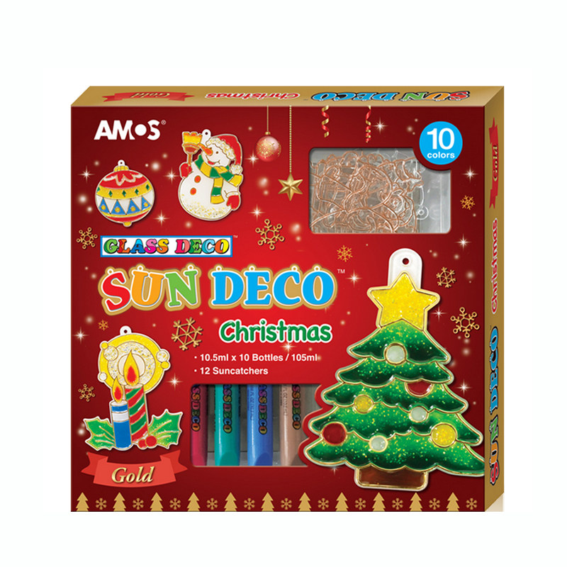 AMOS韩国进口儿童胶画颜料 手工DIY贴画免烤烤画益智玩具圣诞款