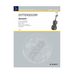 迪特斯多夫 F大调中提琴协奏曲 附钢伴 德国朔特原版进口乐谱书 Dittersdorf Instrum Concerto F Major Viola VAB9