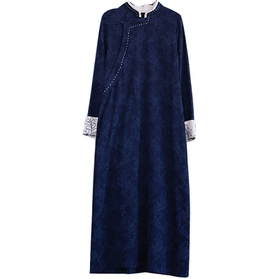 复古民国风亚麻秋冬季旗袍裙