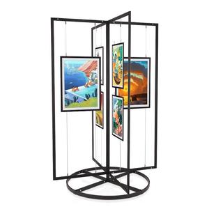 铝合金书画展板学校书法作品美术画展展示架子创意可旋转八棱柱