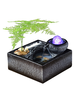 风水轮摆件流水喷泉简约工艺品装饰客厅桌面创意小水景加湿器礼物