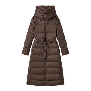 【奢华缎面纱】Laurel劳芮新款琥珀棕长款羽绒服LWL364L01500