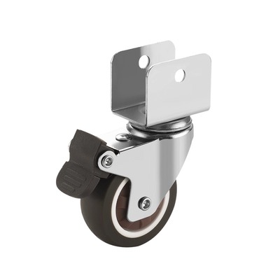 静音婴儿床万向轮U型夹板脚轮带刹车橡胶小轮子配件滑轮移动底座