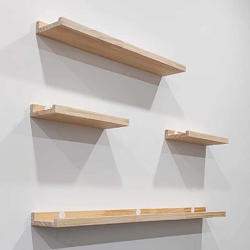 门后超薄置物架实木墙上极窄漆收纳免板板展示架松木搁板一字缝隙