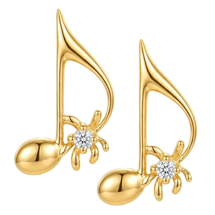 超定 x LUCILLE WANG联名系列18K金音符耳坠简约新年礼物八分音符