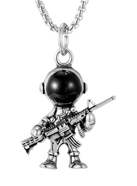 嘻哈原创设计冲锋枪潮宇航员项链