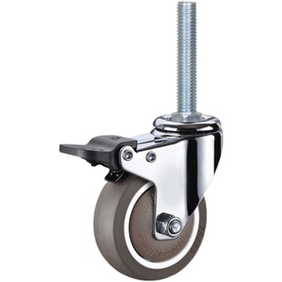 丝杆2寸2.5寸3寸4寸M12*60万向脚轮带刹车轮静音轱辘加长丝杆滑轮