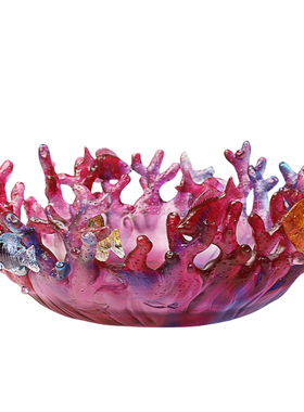 古东东手工琉璃珊瑚水果盘摆件