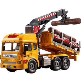 大号儿童木材运输车玩具车翻斗工程车吊机男孩玩具抓木机起重机