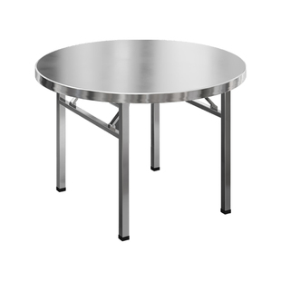 特厚不锈钢可折叠圆桌户外夜市双层摆摊桌子家用餐桌简易吃饭桌子