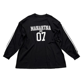 冬季新款韩版圆领长袖字母T恤女士宽松休闲中长款上衣套头打底衫