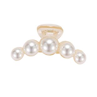 半扎发发夹小号鲨鱼夹子2025新款珍珠抓夹高级感女后脑勺韩式头饰