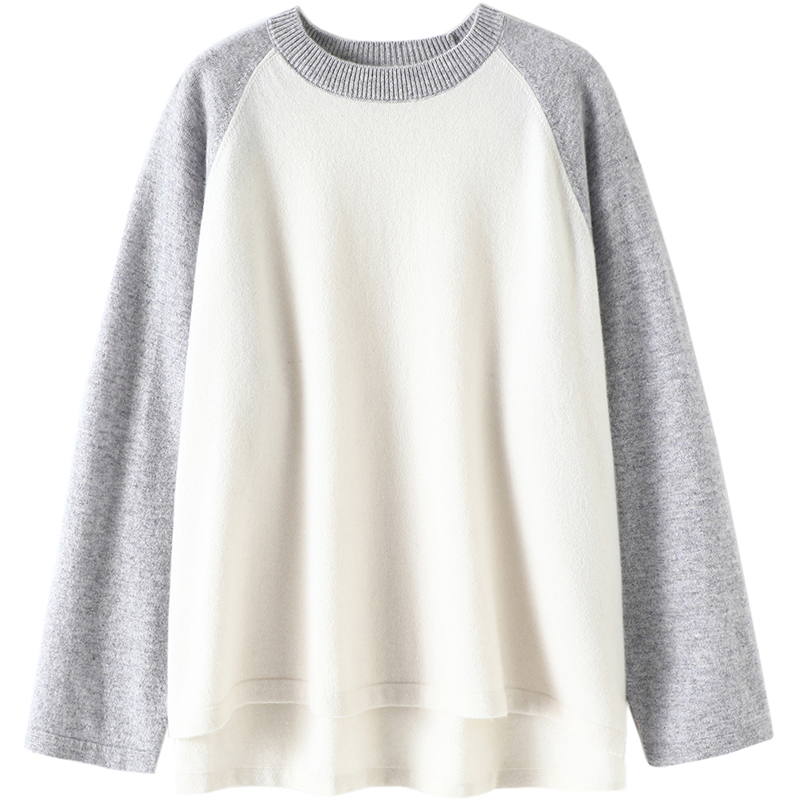 尖货！太优秀了~休闲风蓝灰色羊绒衫女纯羊绒毛衣宽松慵懒风新款