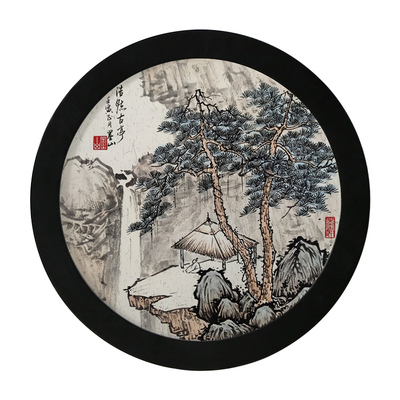 圆形画框挂墙新中式风