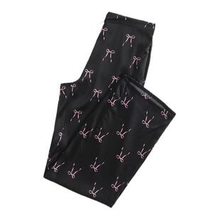 PJM INMARCH·丝趣·秋冬Bowknot蝴蝶结印花真丝系带长裤家居服