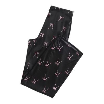 PJM INMARCH·丝趣·秋冬Bowknot蝴蝶结印花真丝系带长裤家居服