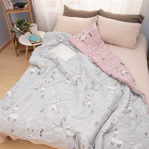 香芋谷色夏凉被双人薄被子水洗棉轻柔双面卡通印花清新空调被春秋